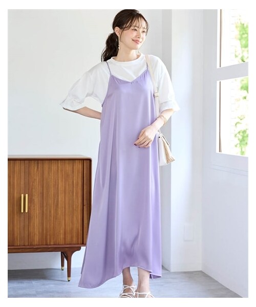 nissen（ニッセン）の「大きいサイズ サテンキャミワンピース（ワンピース・レディース・グレイッシュラベンダー/ネイビー/ミントグリーン・L~LL相当/3L~4L相当/5L~6L相当/8L相当/10L相当）」の13枚目の写真