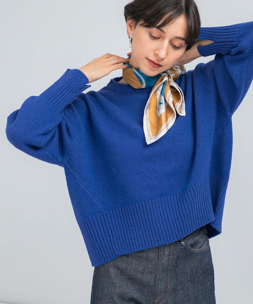 URBAN RESEARCH ROSSO（アーバンリサーチロッソ）の「『WEB/一部店舗限定』エクストラファインシームデザインニット（ニット/セーター・レディース・PEARLWHITE/LEMON/BABY PINK/LOYAL BLUE/GRAY×WH/BROWN×RED・FREE）」の4枚目の写真
