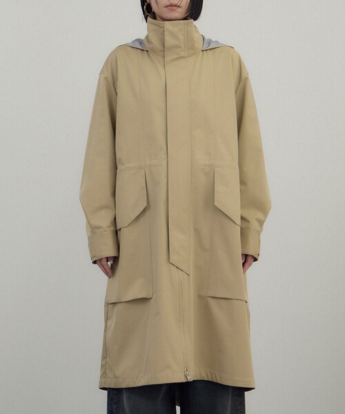 ADAM ET ROPE'（アダムエロペ）の「3レイヤーミリタリーコート / KAJIF（ミリタリージャケット・レディース・ブラック/ベージュ・F）」の15枚目の写真