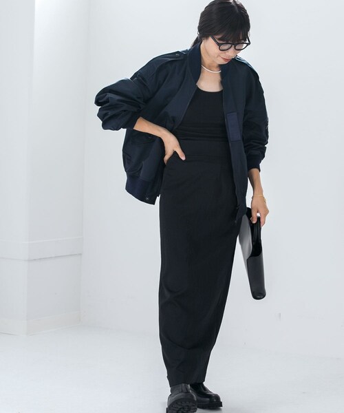 URBAN RESEARCH（アーバンリサーチ）の「CIOTA　スビンコットンナイロンツイルフライトジャケット（MA-1・レディース・ブラック/ネイビー・FREE）」の12枚目の写真