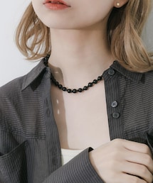 SMELLY | ステンレスブラックウッドビーズネックレス(ネックレス)