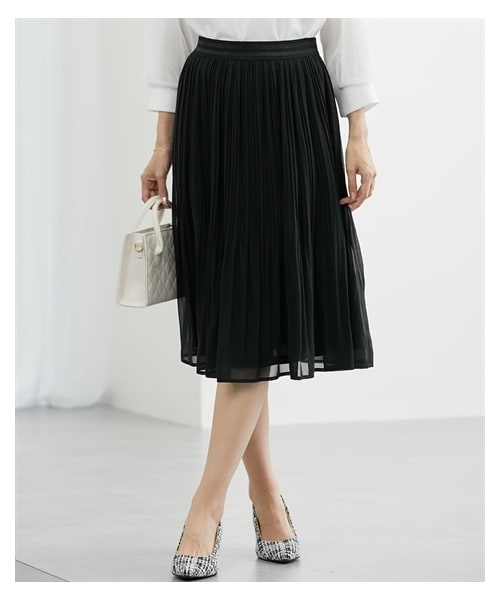 nissen（ニッセン）の「消しプリーツシフォンジョーゼットフレアスカート（スカート・レディース・黒/ネイビー・M/L/LL）」の8枚目の写真