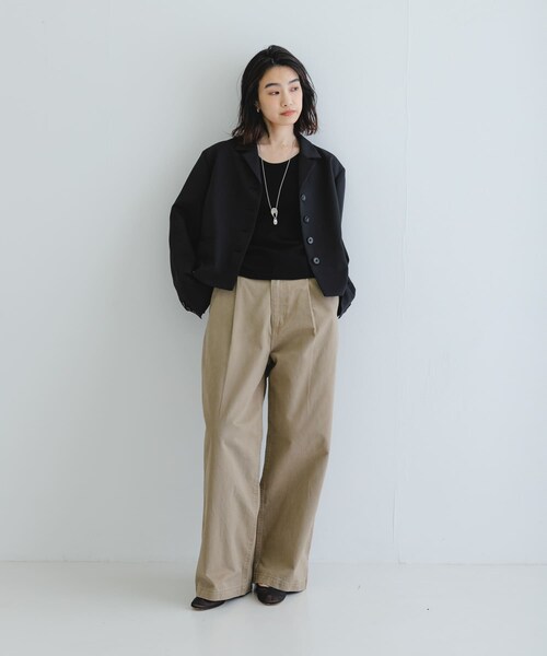 URBAN RESEARCH（アーバンリサーチ）の「new basic　ボックスショートジャケット（テーラードジャケット・レディース・BLACK/L.BEIGE・FREE）」の11枚目の写真