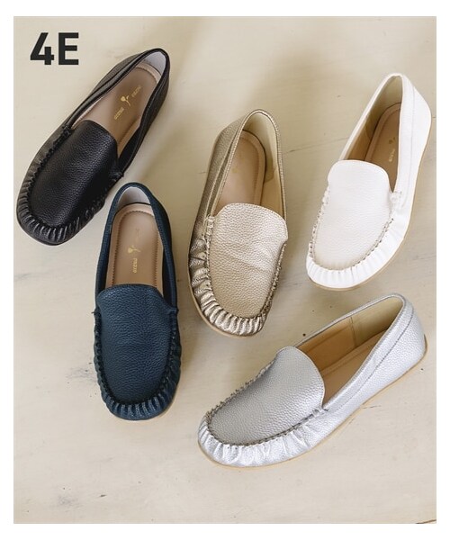 nissen（ニッセン）の「【ゆったり幅広】シンプルドライビングシューズ（ワイズ４Ｅ）（バレエシューズ・メンズ・黒/ホワイト/ネイビー/キャメル/シルバー/モカブラウン/ブロンズ/シャンパンゴールド・M=23.0~23.5cm/4E/L=24.0~24.5cm/4E/LL=25.0~25.5cm/4E/3L=26.0~26.5cm/4E）」の9枚目の写真