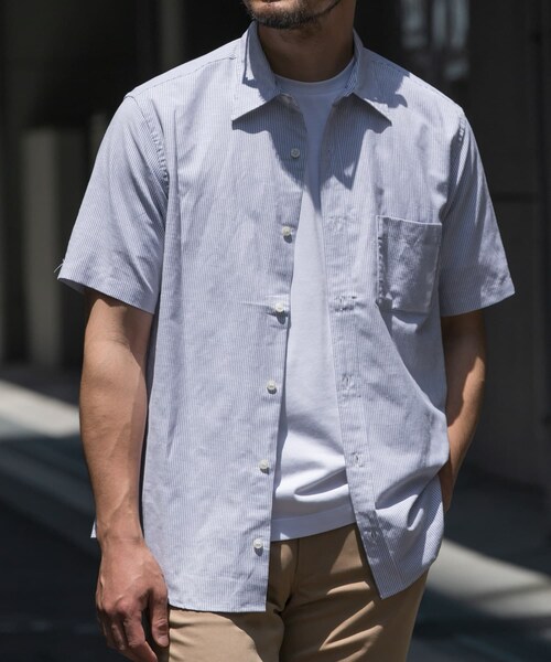 URBAN RESEARCH ROSSO（アーバンリサーチロッソ）の「『防シワ』『XLサイズあり』ハイパフォーマンスリネンレギュラー半袖シャツ（シャツ/ブラウス・メンズ・BEIGE/WHITE/BLACK/NAVY/KHAKI/BLK STRIPE/BLK CHECK・S/M/L/XL）」の8枚目の写真