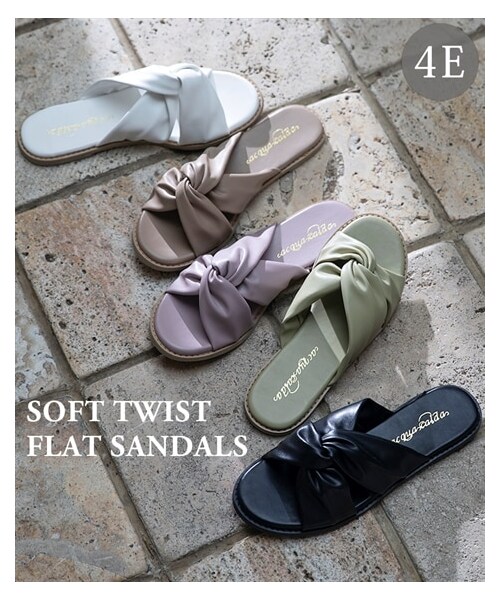 nissen（ニッセン）の「【ゆったり幅広】やわらかツイストフラットサンダル（低反発中敷）（ワイズ４Ｅ）（サンダル・メンズ・黒/ホワイト/パープル/グリーン/オーク・M=23.0~23.5cm/4E/L=24.0~24.5cm/4E/LL=25.0~25.5cm/4E/3L=26.0~26.5cm/4E）」の21枚目の写真