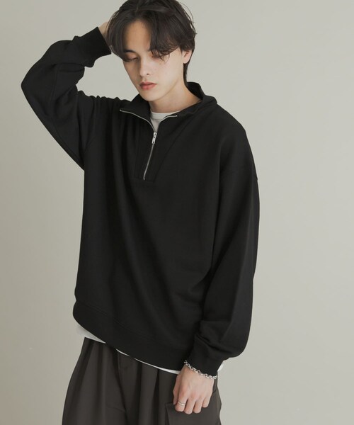 SENSE OF PLACE by URBAN RESEARCH（センスオブプレイスバイアーバンリサーチ）の「『一部WEB限定カラー』ハーフジップロングスリーブスウェット（スウェット・メンズ・BLACK/GRAY/NAVY/GREEN/L.BLUE・M/L）」の10枚目の写真