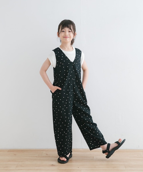 URBAN RESEARCH DOORS（アーバンリサーチドアーズ）の「『親子リンク』リネンレーヨンドットオールインワン(KIDS)（ワンピース・キッズ・NATURAL/BLACK・105/120/135）」の8枚目の写真