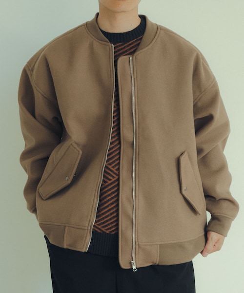 ITEMS URBANRESEARCH（アイテムズ アーバンリサーチ）の「ウールライクメルトン MA-1（MA-1・メンズ・KHK/BLK/MOC・M/L）」の2枚目の写真