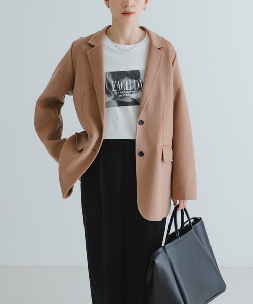 URBAN RESEARCH(アーバンリサーチ)の「リバージャケットコート(テーラードジャケット・レディース・CHARCOAL/BEIGE・FREE)」の18枚目の写真