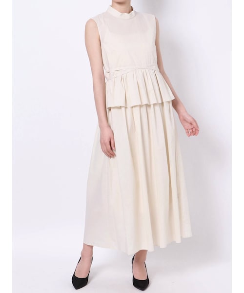 LAGUNAMOON（ラグナムーン）の「ウエストマークペプラムワンピース（ワンピース・レディース・アイボリー/ラベンダー/ブラウン・S/M）」の6枚目の写真