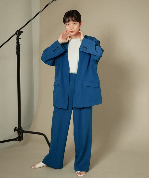 KBF（ケイビーエフ）の「2WAYノーカラージャケット（ノーカラージャケット・レディース・GRAY CHECK/BEIGE/BLUE・one）」の18枚目の写真