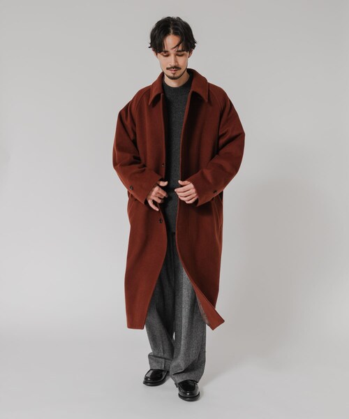 URBAN RESEARCH（アーバンリサーチ）の「WOOL BEAVER BELTED COAT（ステンカラーコート・メンズ・BLACK/MOCHA/BROWN・M/L）」の21枚目の写真