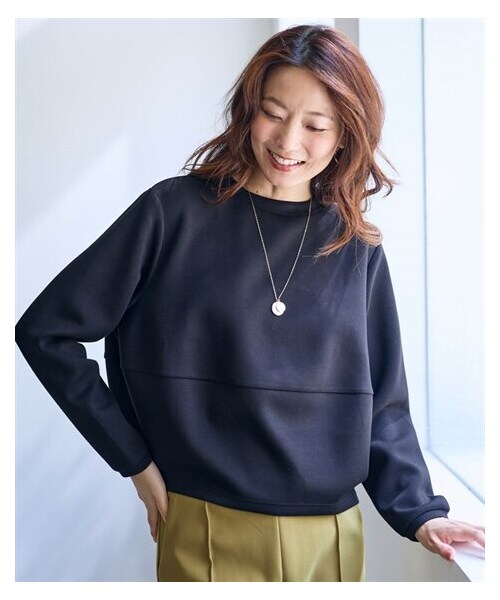 nissen（ニッセン）の「ダンボールニットプルオーバー【OtonaSMILE】（Tシャツ/カットソー・レディース・杢グレー/黒・M/L/LL/3L/4L）」の5枚目の写真