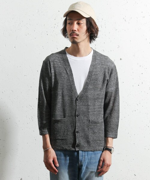 URBAN RESEARCH Sonny Label（アーバンリサーチサニーレーベル）の「リネンVネックカーディガン∴（カーディガン/ボレロ・メンズ・ピンク/オフ/ネイビー/チャコール・M/L）」の11枚目の写真