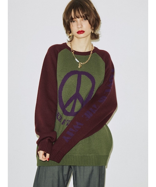 jouetie（ジュエティ）の「ジャカードラグランニット（ニット/セーター・レディース・アイボリー/カーキ/グレー・M）」の12枚目の写真