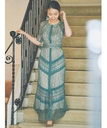 LAGUNAMOON | LADYショルダーギャザーレースマキシワンピース(ドレス)