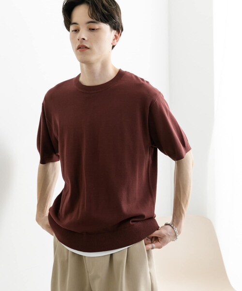 SENSE OF PLACE by URBAN RESEARCH(センスオブプレイスバイアーバンリサーチ)の「クルーネックニットショートスリーブTシャツ(ニット/セーター・メンズ・BLACK/BROWN/GREEN・M/L)」の16枚目の写真