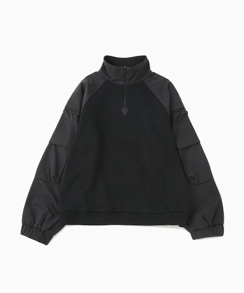ADAM ET ROPE'（アダムエロペ）の「【X-PARIS/エックスパリ】BI-MATERIAL MILITARY SWEATSHIRT（スウェット・メンズ・ブラック/ライトグレー・M/S）」の4枚目の写真