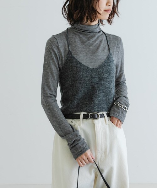 URBAN RESEARCH(アーバンリサーチ)の「ヘアリーニットビスチェ(キャミソール・レディース・CHARCOAL/OFF・FREE)」の16枚目の写真