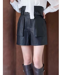 MERCURYDUO | レザーハイウエストショートパンツ(その他パンツ)