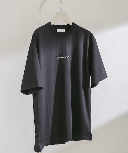 SENSE OF PLACE by URBAN RESEARCH(センスオブプレイスバイアーバンリサーチ)の「シシュウポンチTシャツ(5分袖)(Tシャツ/カットソー・メンズ・GREIGE/WHITE/BLACK/GREEN/L.PURPLE/MINT・M/L)」の2枚目の写真