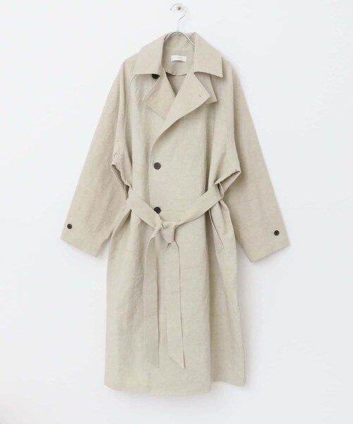 かぐれ（カグレ）の「『ユニセックス』コットンリネンオーバートレンチコート（ステンカラーコート・レディース・L/BEIGE/BEIGE・1/2）」の11枚目の写真