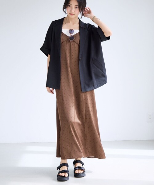 VIS(ビス)の「ドットサテンキャミワンピース(ワンピース・レディース・ホワイト系/ブラウン系・M/S)」の21枚目の写真