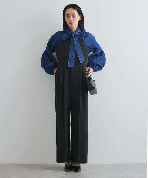 VIS（ビス）の「セットアップサロペット【洗える】（サロペット/オーバーオール・レディース・ブラック/キナリ・F）」の6枚目の写真