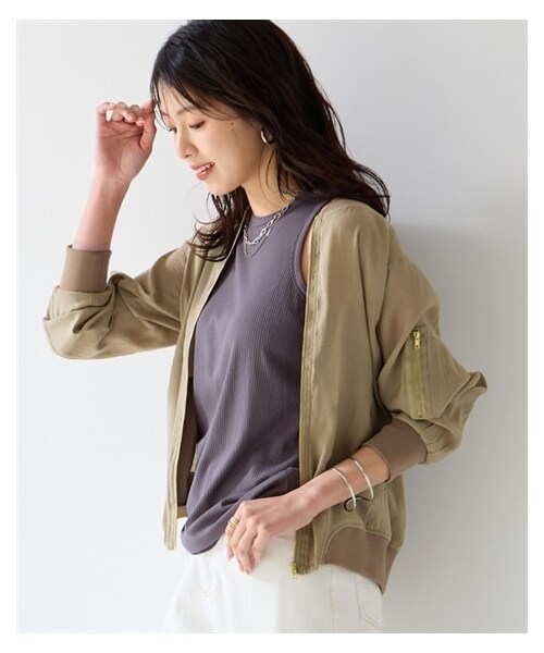 nissen（ニッセン）の「＜大きいサイズ＞シアーMA-1ブルゾン（MA-1・レディース・チャコール/ライトカーキ/オフホワイト/アクアブルー・L/LL/3L/4L/5L/6L/8L/10L）」の19枚目の写真