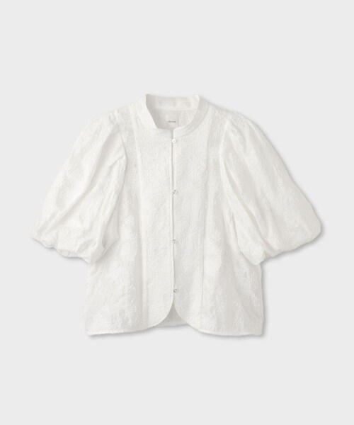 ROPE'(ロペ)の「【一部店舗限定】【REALM(レルム)】JACQUARD PUFF SLEEVE BLOUSE|袖ボリュームブラウス 26SS(シャツ/ブラウス・レディース・ブラック/ホワイト・38)」の3枚目の写真
