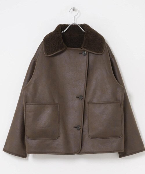 URBAN RESEARCH Sonny Label（アーバンリサーチサニーレーベル）の「リバーシブルフェイクムートンボアコート（ムートンコート・レディース・ブラック/ブラウン・Free）」の21枚目の写真