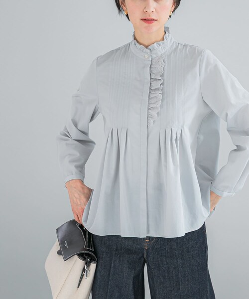 URBAN RESEARCH ROSSO（アーバンリサーチロッソ）の「フリルネックレースデザインシャツブラウス（シャツ/ブラウス・レディース・OFF WHITE/ASH/BLACK・Free）」の3枚目の写真