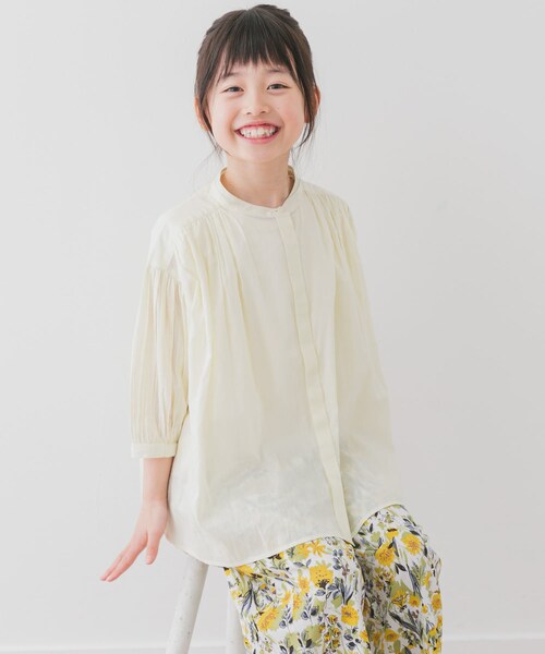URBAN RESEARCH DOORS（アーバンリサーチドアーズ）の「『親子リンク』コットンボイルギャザーブラウス(KIDS)（その他トップス・キッズ・YELLOW/PINK/MINT/NAVY・105/120/135）」の3枚目の写真