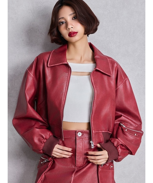 GYDA（ジェイダ）の「URBAN EDGEフェイクレザーユーティリティーブルゾン（ブルゾン・レディース・ブラック/レッド/ブラウン・F）」の8枚目の写真