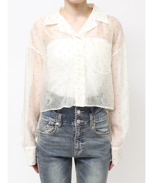 EMODA（エモダ）の「エアリーショートシャツ（シャツ/ブラウス・レディース・ライトミックス/ミックス/ホワイト・F）」の5枚目の写真