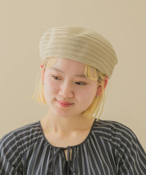 SMELLY（スメリー）の「スカシアミベレー（ハンチング/ベレー帽・レディース・BLK/IVO・-）」の4枚目の写真