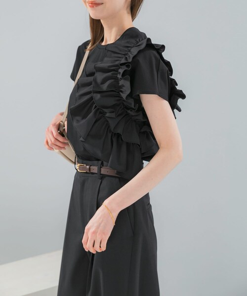 URBAN RESEARCH ROSSO（アーバンリサーチロッソ）の「フリルドッキングTEEブラウス（Tシャツ/カットソー・レディース・OFF WHITE/GRAY/BLACK・Free）」の14枚目の写真