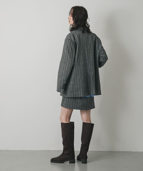 SENSE OF PLACE by URBAN RESEARCH（センスオブプレイスバイアーバンリサーチ）の「ジャージーメルトンテーラード（テーラードジャケット・レディース・BLK×WHT/BRN×BLK・One）」の9枚目の写真