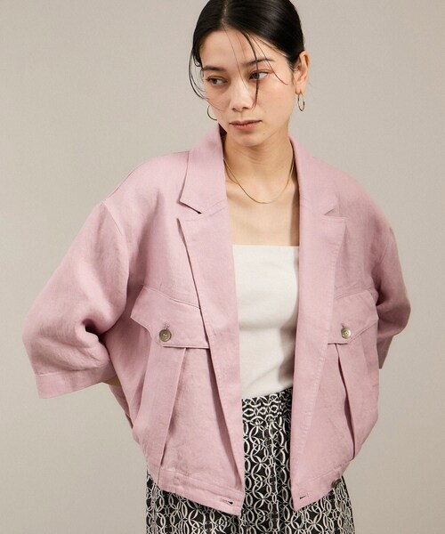 ADAM ET ROPE'(アダムエロペ)の「リネンツイルブルゾン(ブルゾン・レディース・ブラック/ベージュ/ピンク・F/M/S)」の9枚目の写真