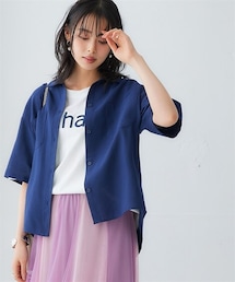 nissen | お手入れ簡単！麻混涼やかドライエックスサファリシャツ（吸汗速乾・イージーケア・毛玉防止・通気性）(シャツ/ブラウス)