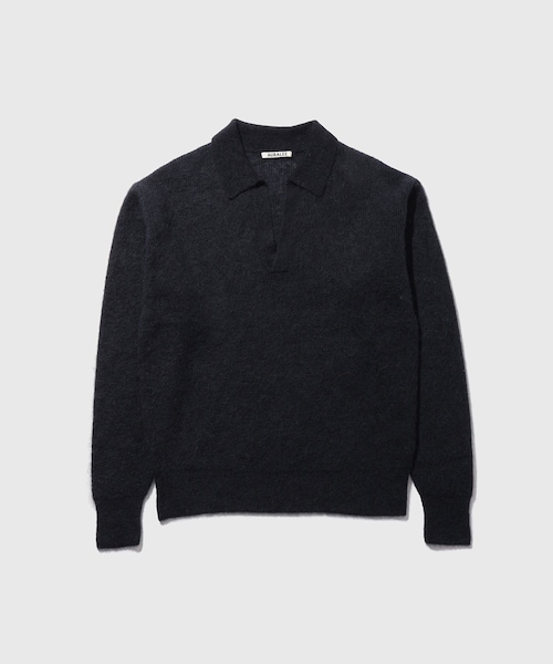 ADAM ET ROPE'(アダムエロペ)の「【AURALEE/オーラリー】BABY SURI ALPACA SHEER KNIT SKIPPER POLO(ニット/セーター・メンズ・グリーン/ネイビー/レッド・3/4)」の8枚目の写真
