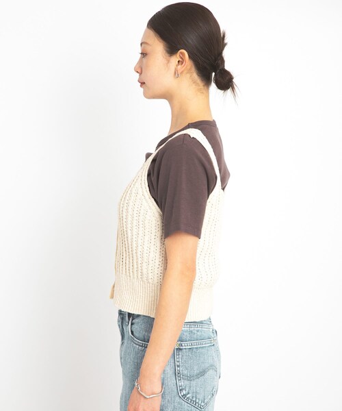 URBAN RESEARCH Sonny Label（アーバンリサーチサニーレーベル）の「2WAY透かし編みニットビスチェ（キャミソール・レディース・ネイビー/アイボリー/ピンク・FREE）」の14枚目の写真