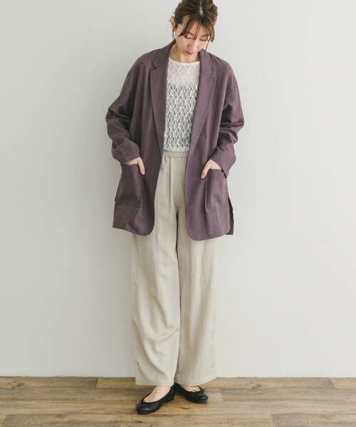 ITEMS URBANRESEARCH（アイテムズ アーバンリサーチ）の「リネンレーヨンジャケット（テーラードジャケット・レディース・BLK/L.BEG/C.BRN・FREE）」の14枚目の写真