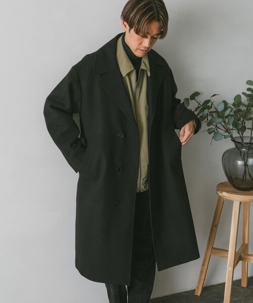 URBAN RESEARCH DOORS(アーバンリサーチドアーズ)の「JAPAN FABRICオーバーチェスターコート(チェスターコート・メンズ・GREEN/GREIGE/BROWN/D.NAVY/BLACK・M/L/XL)」の15枚目の写真
