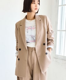 VIS | 【美easy】ウーリッシュダブルブレストテーラードジャケット【セットアップ対応/洗える】(テーラードジャケット)