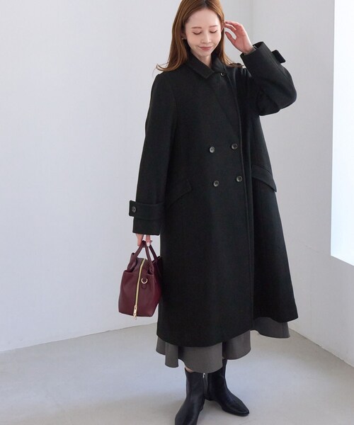 ROPE' PICNIC(ロペピクニック)の「JAPAN FABRIC ダブルチェスターロング丈ウールコート(チェスターコート・レディース・ブラック/グレー/ベージュ系/ラベンダー・F)」の11枚目の写真