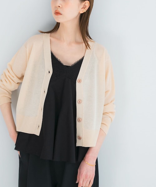 URBAN RESEARCH ROSSO（アーバンリサーチロッソ）の「リネン混セミシアーカーディガン（カーディガン/ボレロ・レディース・PEACH/NAVY/L.GRAY・Free）」の3枚目の写真