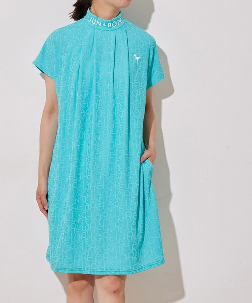 ROPE'(ロペ)の「【UV】【吸水速乾】ロゴジャガードモックネックワンピース(ワンピース・レディース・ブラック/ライトグリーン/ピンク・L/M/S)」の8枚目の写真