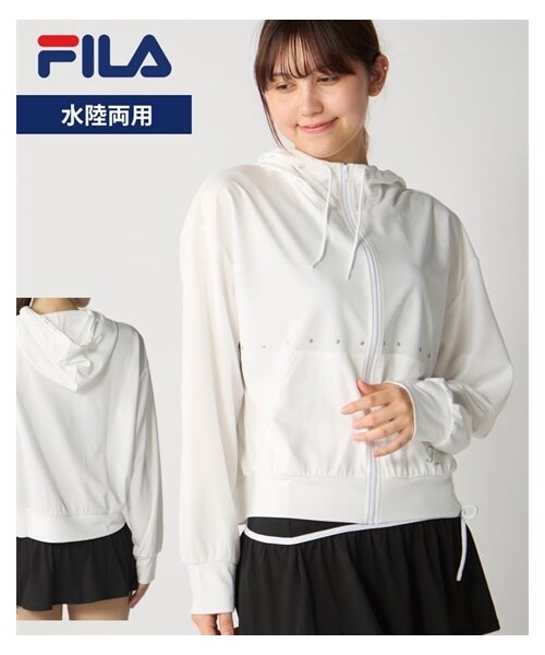 nissen（ニッセン）の「フィラ　水陸両用メッシュ長袖フルジップUVパーカー(326-648)/FILA（ラッシュガード・メンズ・ブラック/ホワイト・M/L/LL）」の2枚目の写真